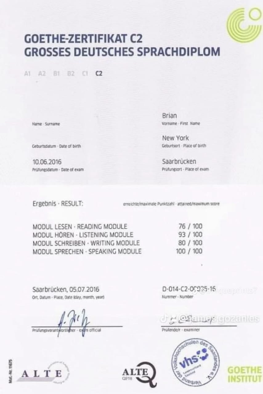 GOETHE-Zertifikat legal online kaufen