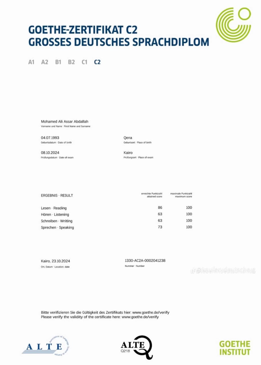 Kaufen Sie das Goethe-C1-Zertifikat zu einem erschwinglichen Preis in Brasilien.