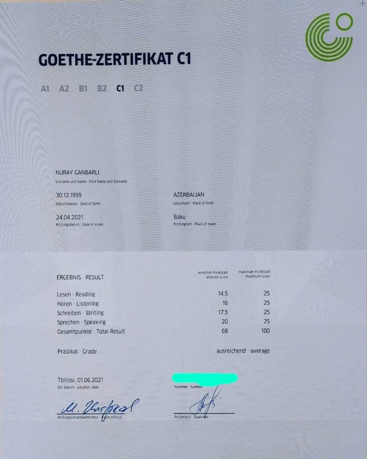 Приобретение сертификата GOETHE C1 в России.